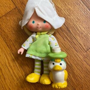 Vintage Mint Tulip Strawberry Shortcake Doll with Mallard Duck Companion